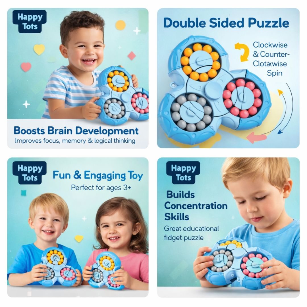 Magic Beans Rotating Puzzle Toy for Kids | Double-Sided Fidget Brain Game | Improves Focus & Logical Thinking