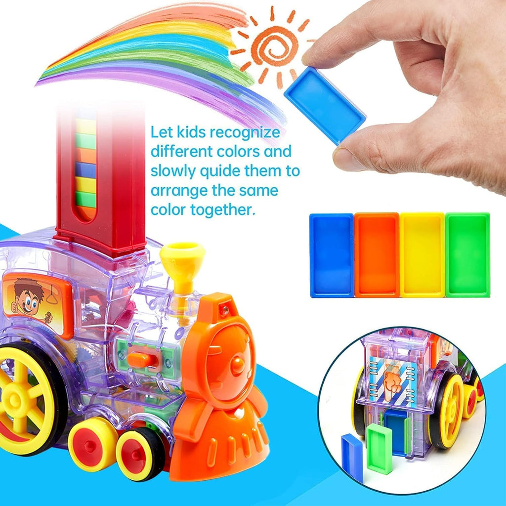 Domino Train Toy Set with Lights and Sounds, 40 Pieces Construction Stacking Game for Kids 3+ Age