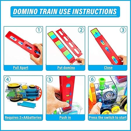 Domino Train Toy Set with Lights and Sounds, 40 Pieces Construction Stacking Game for Kids 3+ Age