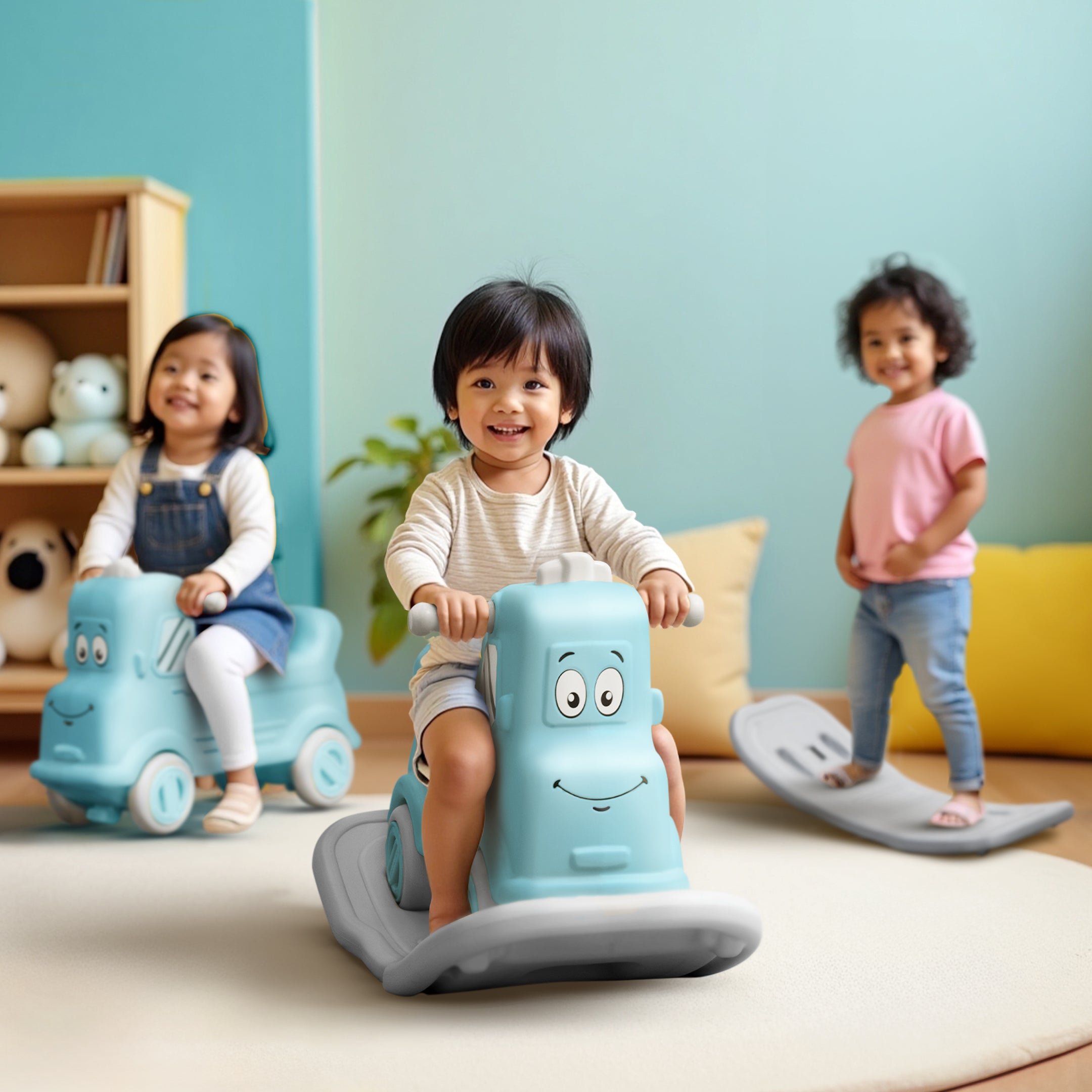 3-in-1 Rock n Rider Toy Car for Kids  Ride. Rock. Balance. All in One | Blue