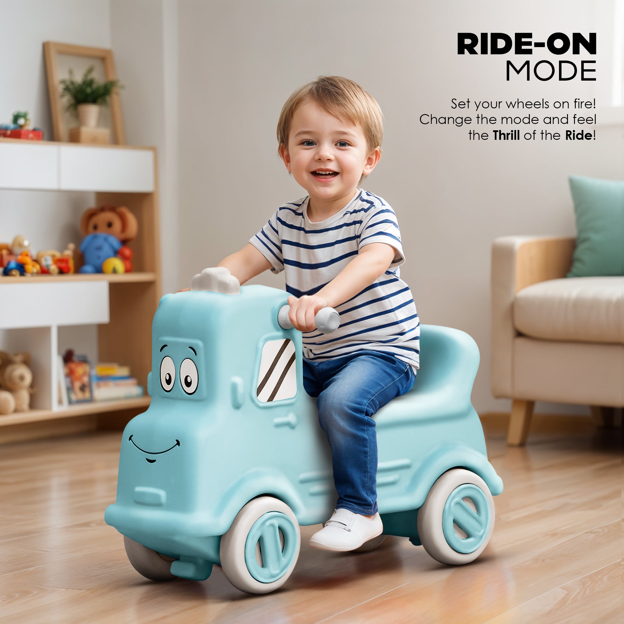 3-in-1 Rock n Rider Toy Car for Kids  Ride. Rock. Balance. All in One | Blue