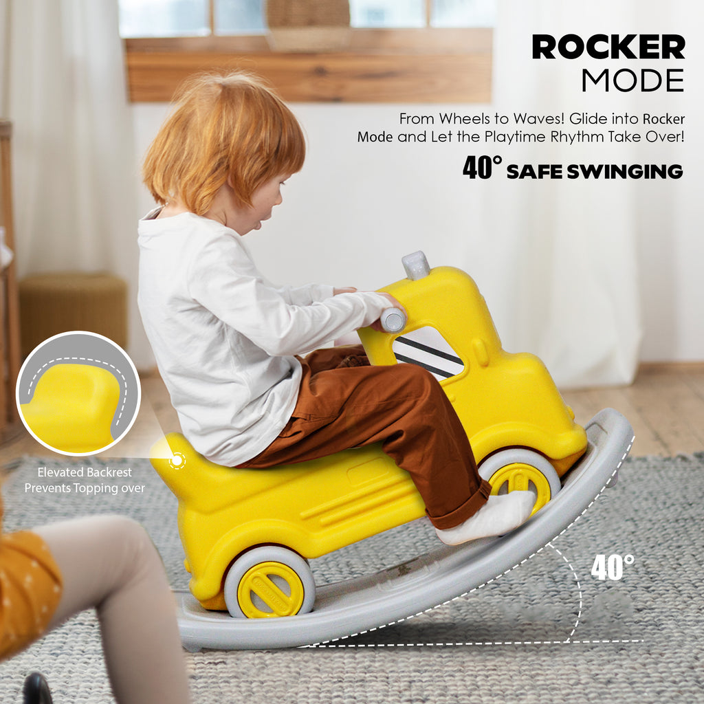 3 in 1 Rock n Rider | Toy Car for Kids | Rider, Rocker and Balance Board, All in One | Yellow