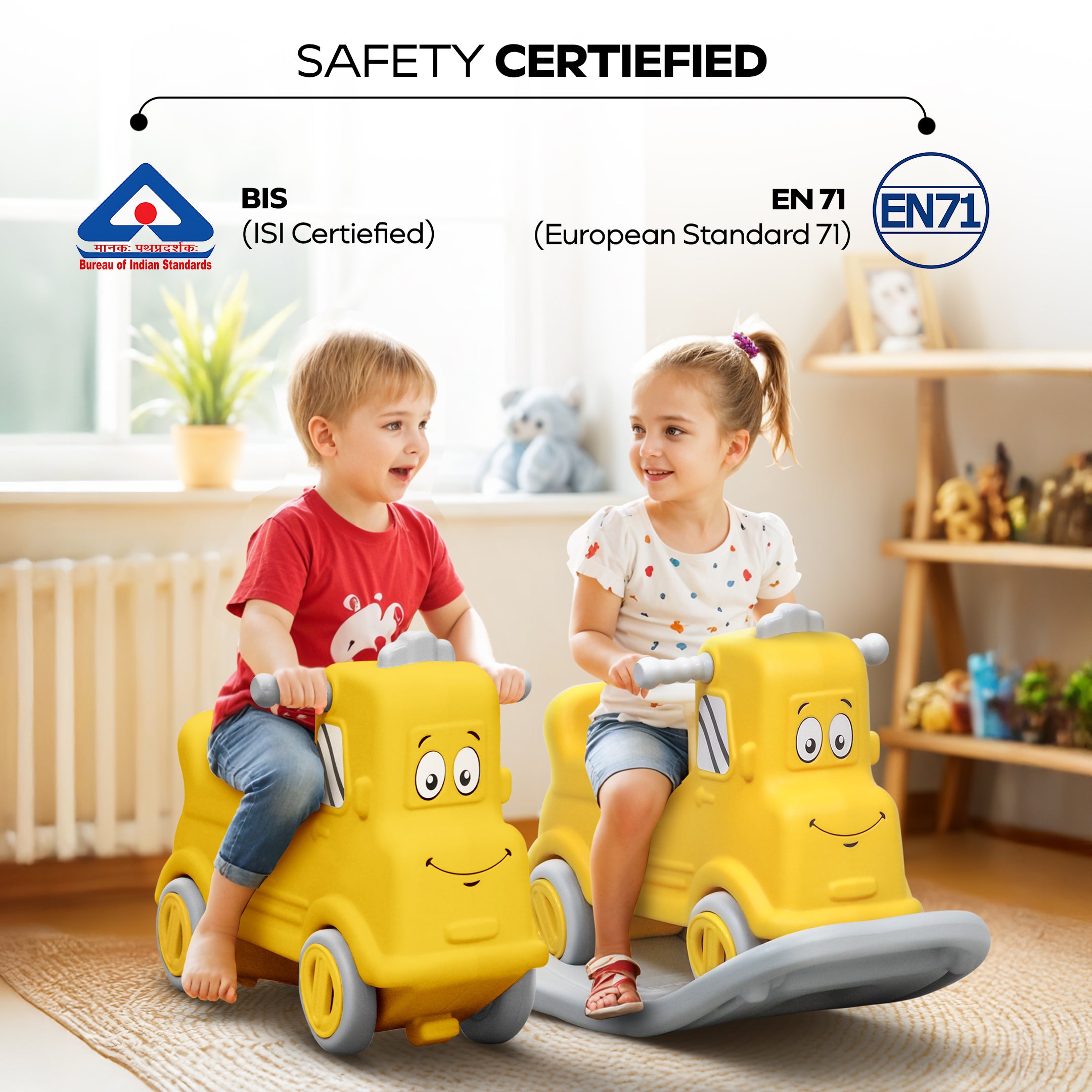 3 in 1 Rock n Rider | Toy Car for Kids | Rider, Rocker and Balance Board, All in One | Yellow