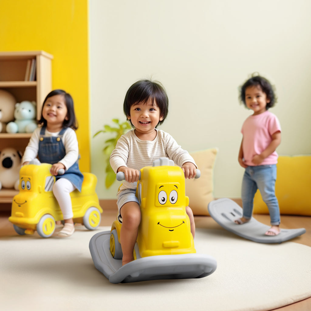 3 in 1 Rock n Rider | Toy Car for Kids | Rider, Rocker and Balance Board, All in One | Yellow